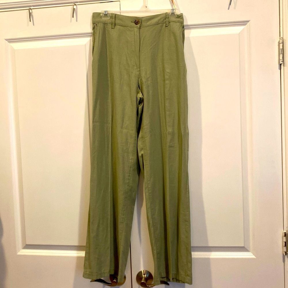 Wide Leg Linen Blend Pants H&M